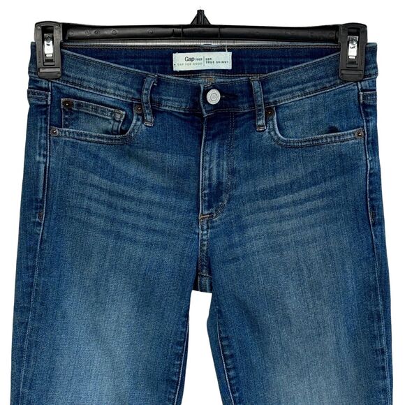 Gap SZ 28R True Skinny Jeans Low-Rise Stretch Pockets Medium Wash Blue Womens - Picture 2 of 11